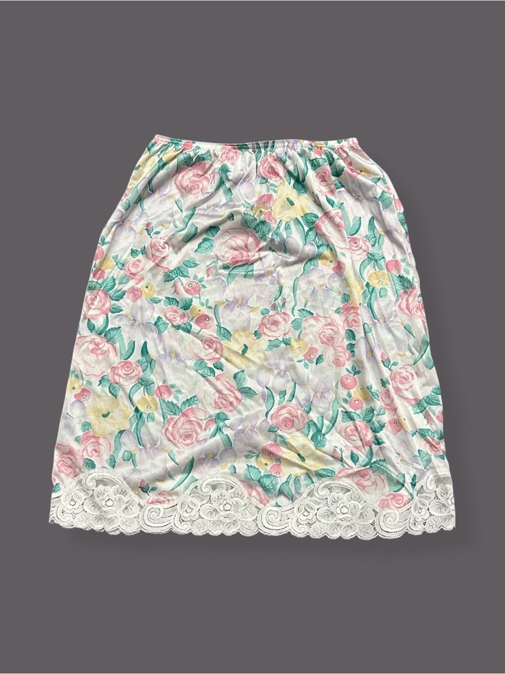 Vintage Floral Pastel Half Slip with Lace Trim